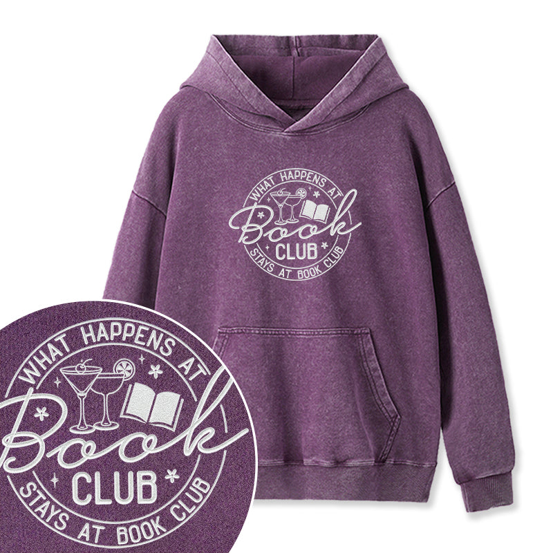 Embroidered Funny Book Club Washed Hoodie