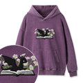 Embroidered Floral Dragon Book Washed Hoodie