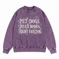 Funny Anti Fascism Book Lover Washed Crewneck Sweatshirt