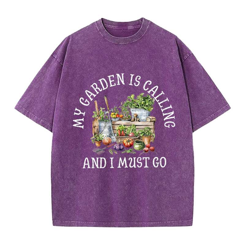 My Garden is Calling Washed Crew Neck T-Shirt