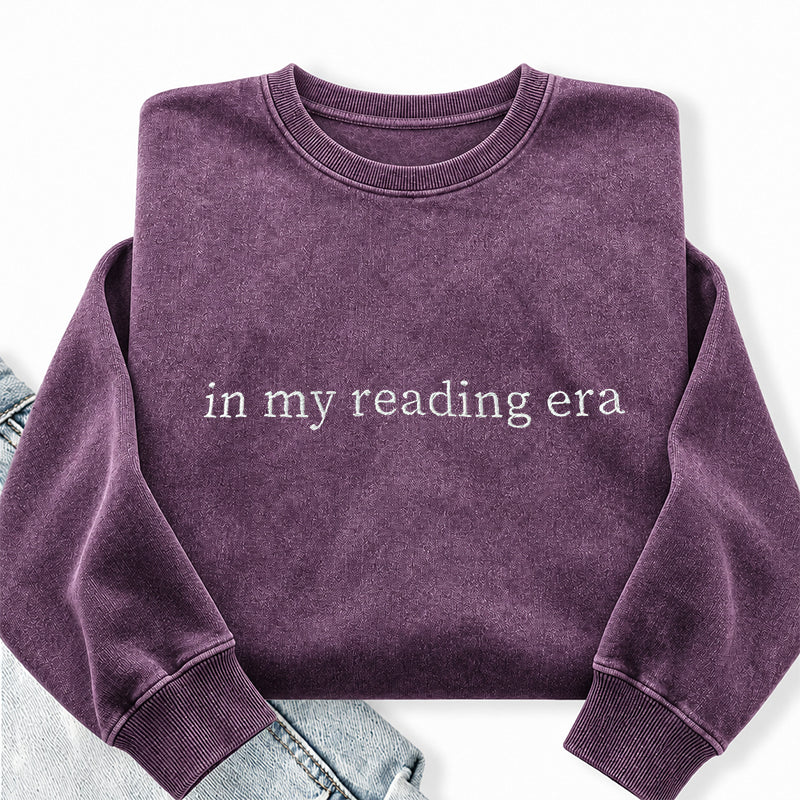 Embroidered In My Reading Era Washed Crewneck Sweatshirt