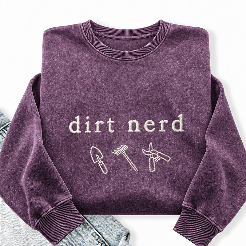 Embroidered Dirt Nerd Washed Crewneck Sweatshirt