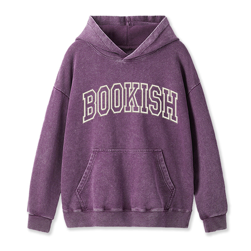 Embroidered Classic Bookish Washed Hoodie