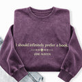 Embroidered Prefer a Book Washed Crewneck Sweatshirt
