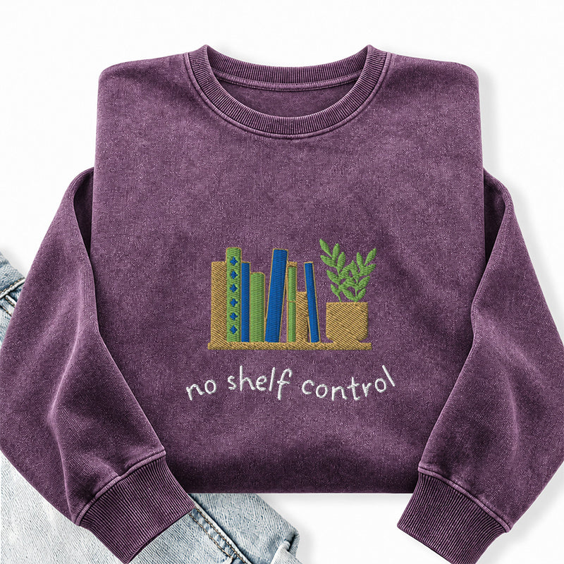 Embroidered No Shelf Control Washed Crewneck Sweatshirt