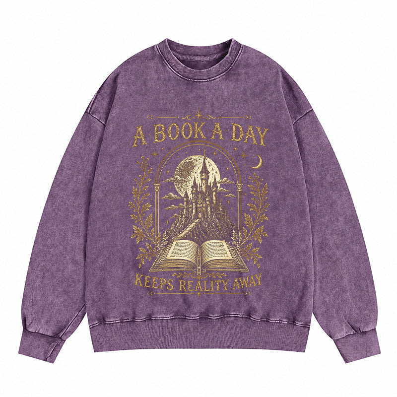 A Book A Day Washed Crewneck Sweatshirt