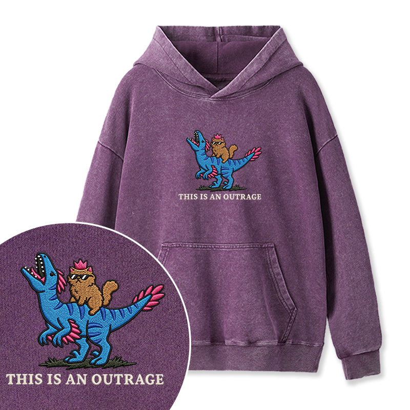 Embroidered This Is An Outrage Book Lover Washed Hoodie