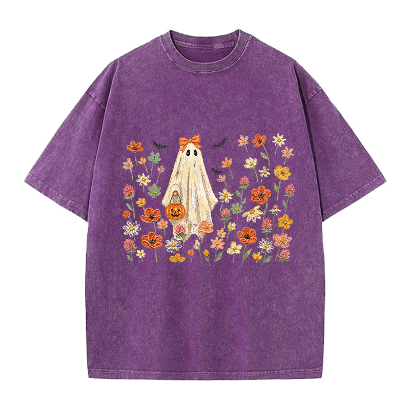 Floral Ghost Washed Crew Neck T-Shirt