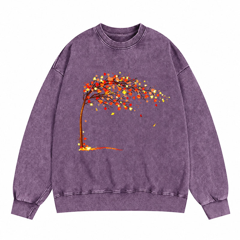 Autumn Leaves Cozy Fall Vibe Washed Crewneck Sweatshirt