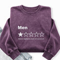 Embroidered Men One Star Review Washed Crewneck Sweatshirt