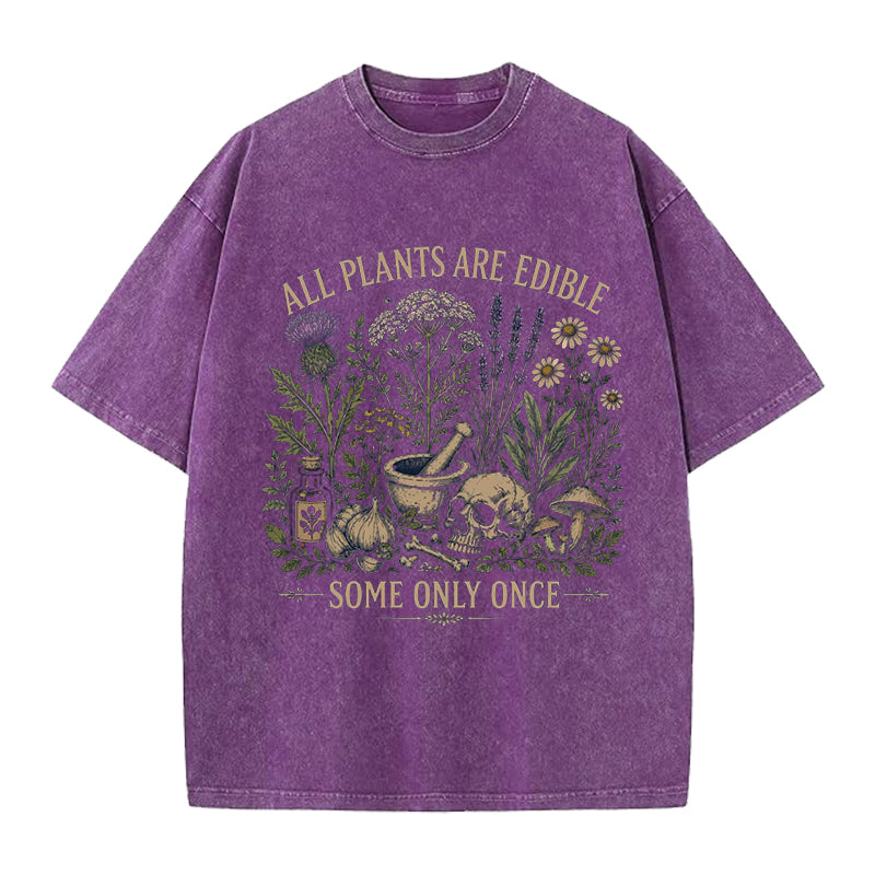 All Plants are Edible Gardening Washed Crew Neck T-Shirt