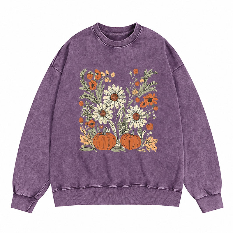 Pumpkin & Wildflower Washed Crewneck Sweatshirt