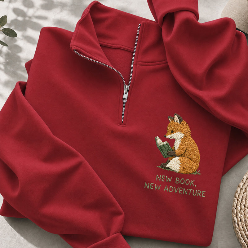 Embroidered New Book New Adventure Classic Quarter Zip Sweatshirt