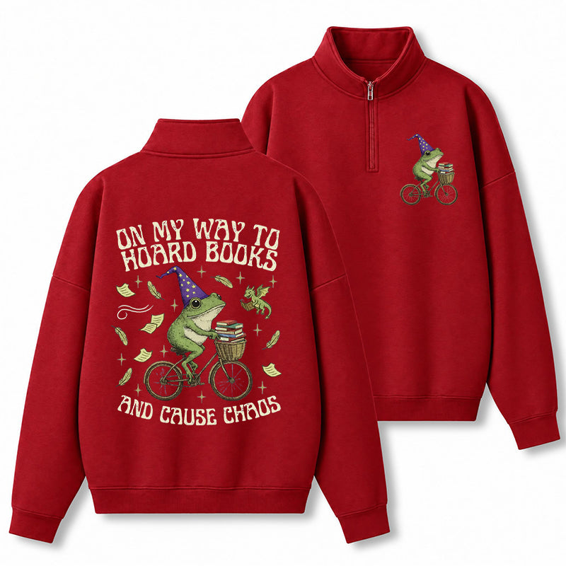 Off To Hoard Books Bookish Frog Classic Quarter Zip Sweatshirt