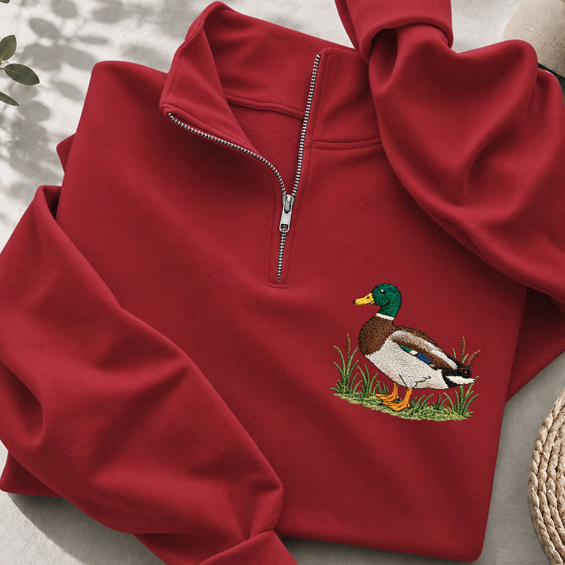 Embroidered Mallard Duck Classic Quarter Zip Sweatshirt