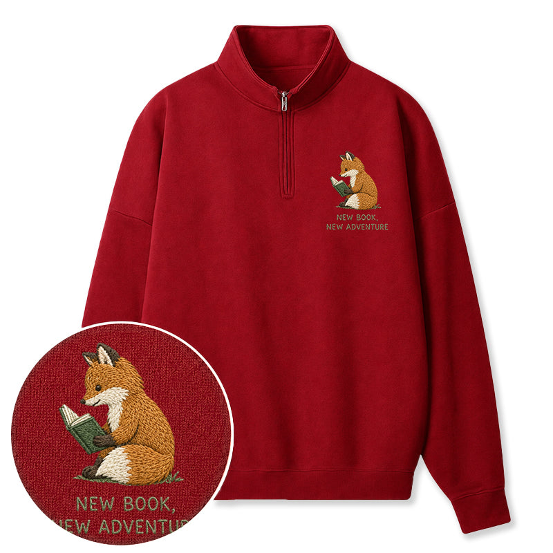 Embroidered New Book New Adventure Classic Quarter Zip Sweatshirt