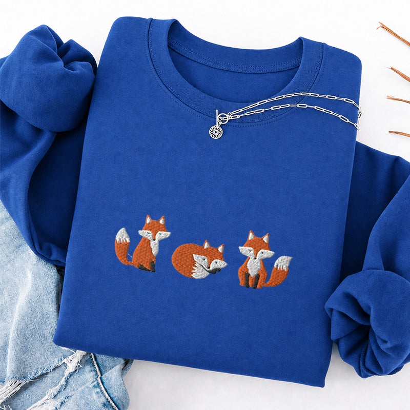Embroidered Cute Fox Classic Crewneck Sweatshirt