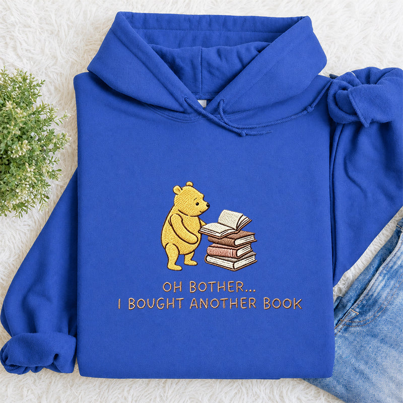 Embroidered Funny Bear Reading Books Classic Adult Unisex Hoodie