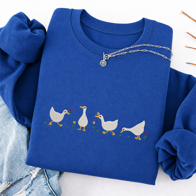 Embroidered Floral Silly Goose Classic Crewneck Sweatshirt