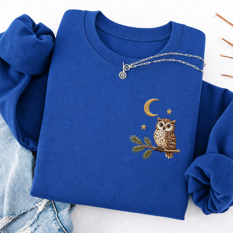 Embroidered Night Owl Classic Crewneck Sweatshirt