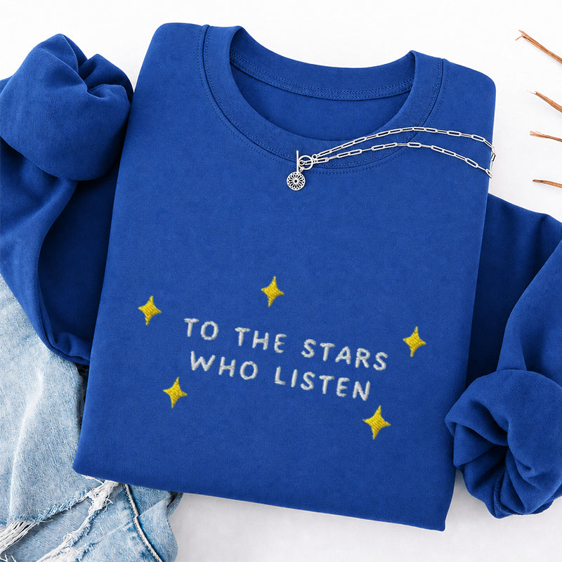 Embroidered To the Star Book Lover Classic Crewneck Sweatshirt