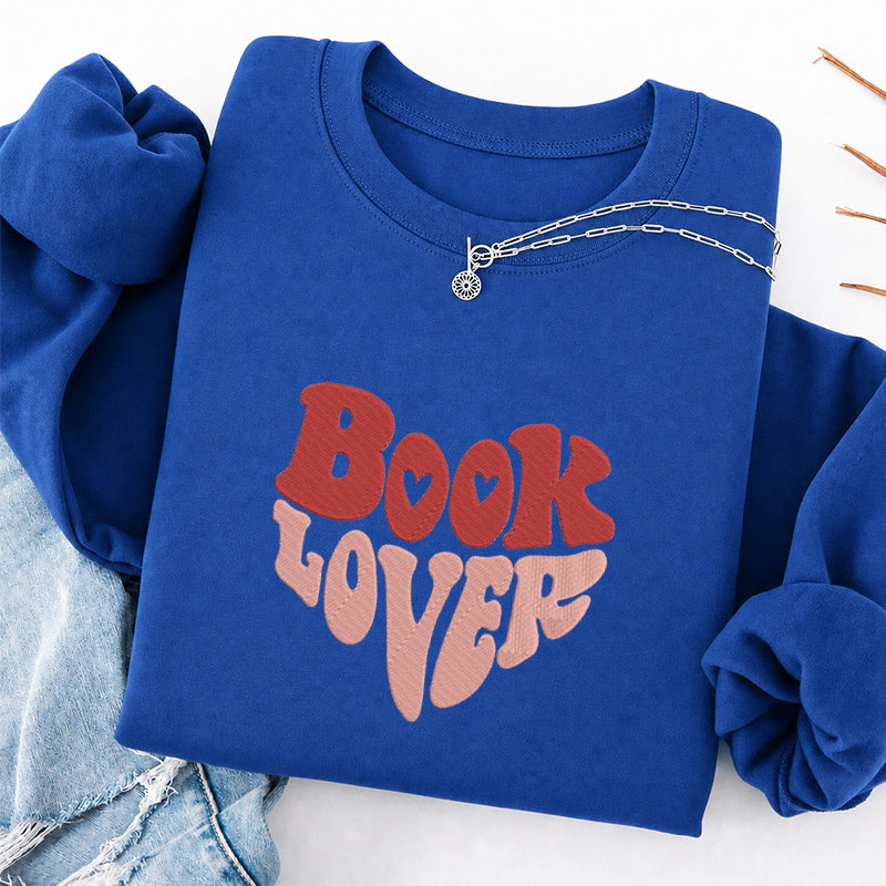 Embroidered Vintage Book Lover Classic Crewneck Sweatshirt