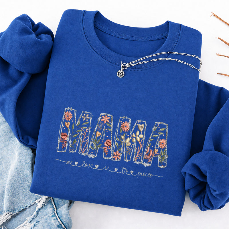 Embroidered Floral Mama Classic Crewneck Sweatshirt