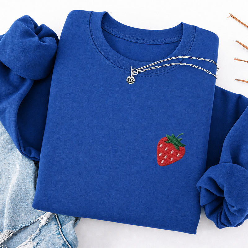 Embroidered Strawberry Classic Crewneck Sweatshirt