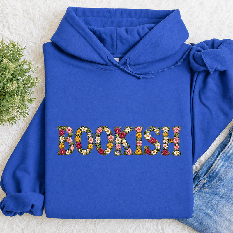 Embroidered Floral Bookish Classic Adult Unisex Hoodie