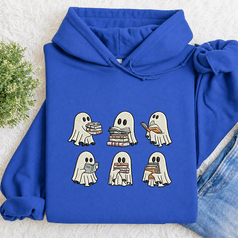 Embroidered Halloween Ghost Book Classic Adult Unisex Hoodie