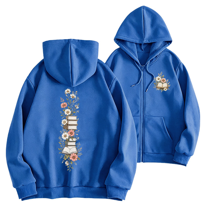 Where Books Bloom Adult Unisex Full Zip Hoodie