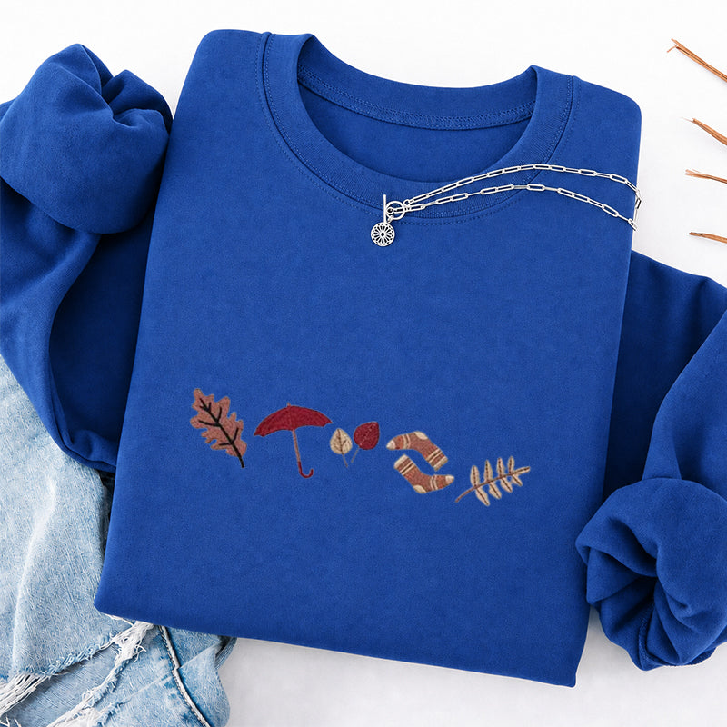 Embroidered Cozy Fall Classic Crewneck Sweatshirt