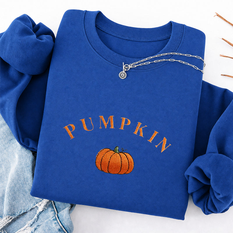 Embroidered Cute Pumpkin Classic Crewneck Sweatshirt