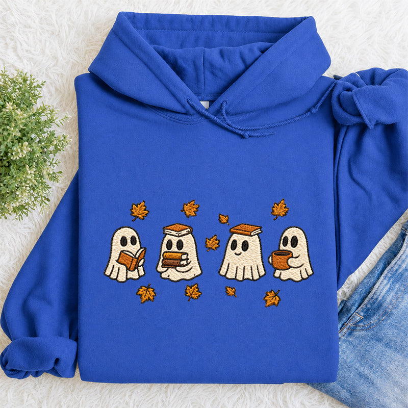 Embroidered Autumn Bookish Ghost Classic Adult Unisex Hoodie