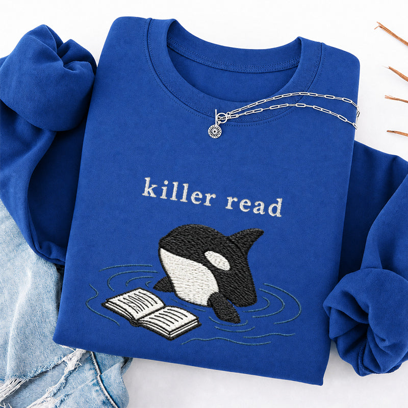 Embroidered Killer Read Orca Classic Crewneck Sweatshirt