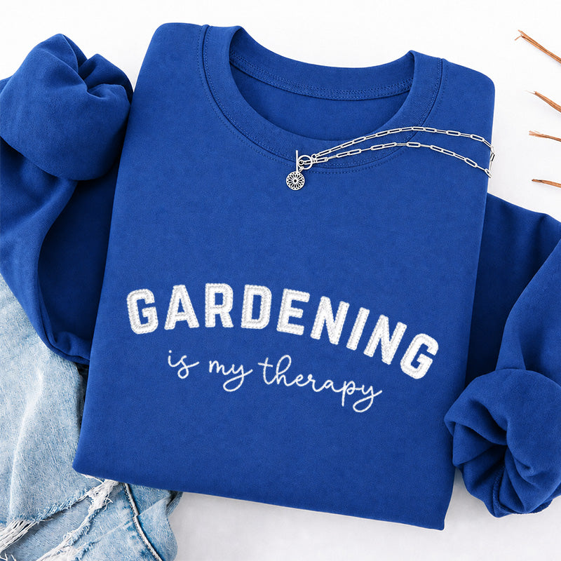 Embroidered Gardening Is My Therapy Classic Crewneck Sweatshirt