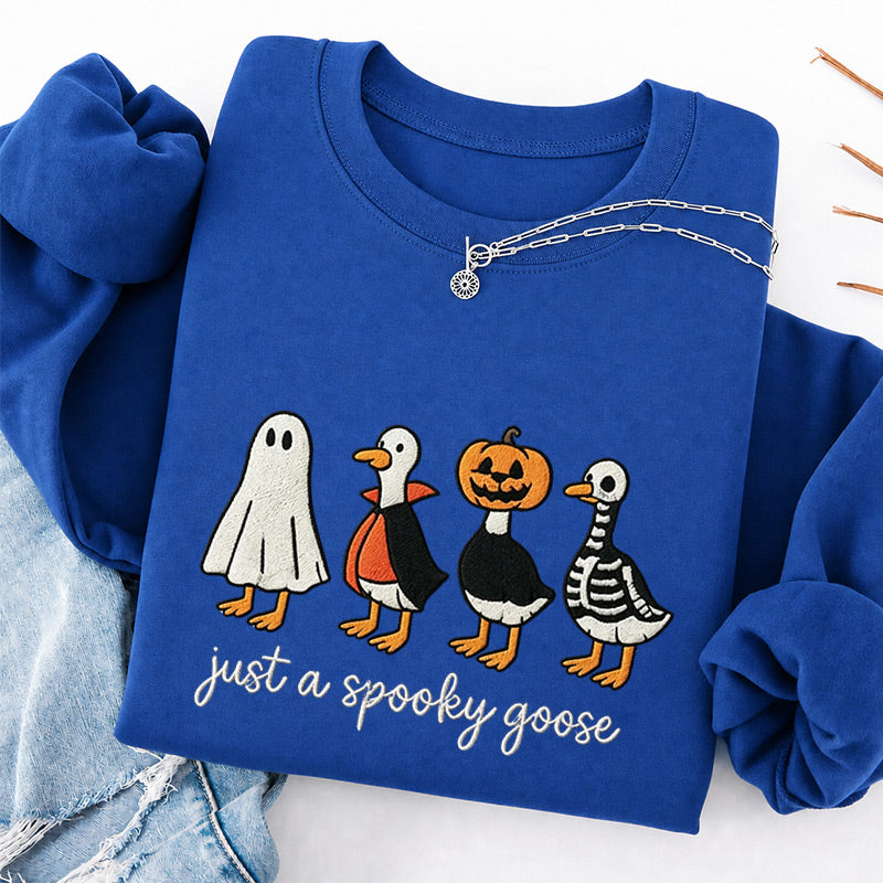 Embroidered Just A Spooky Goose Classic Crewneck Sweatshirt