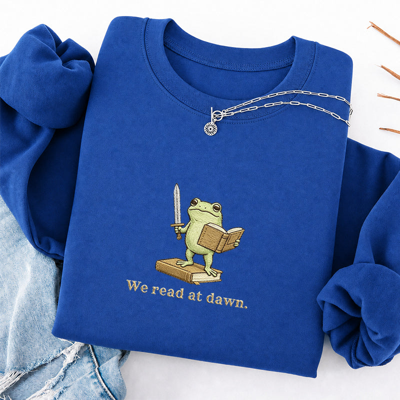 Embroidered We Read At Dawn Classic Crewneck Sweatshirt