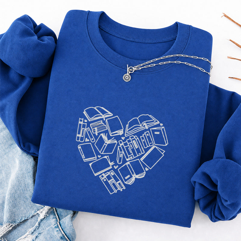 Embroidered Book Heart Classic Crewneck Sweatshirt