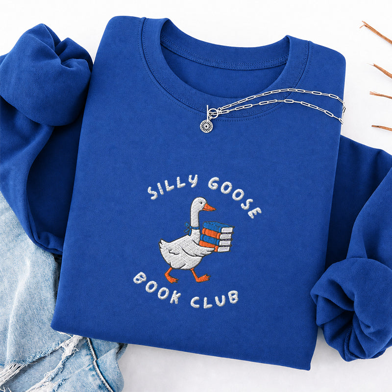 Embroidered Silly Goose Book Club Classic Crewneck Sweatshirt