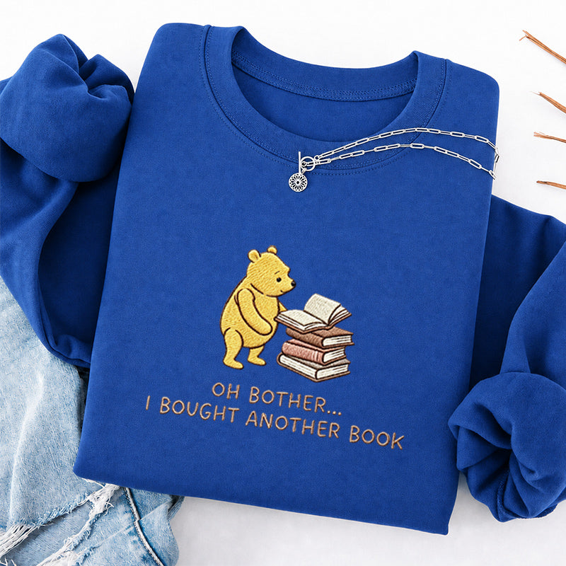 Embroidered Funny Bear Reading Books Classic Crewneck Sweatshirt