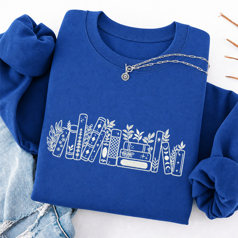 Embroidered Flower Book Classic Crewneck Sweatshirt