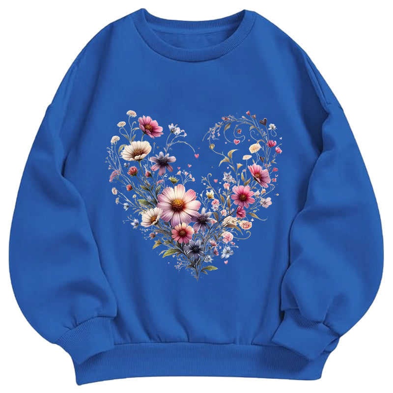 Wildflowers Woven Heart Classic Adult Unisex Crewneck Sweatshirts