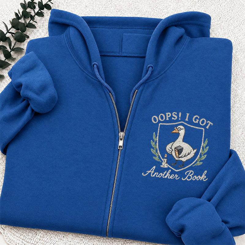 Embroidered Goose Got Another Book Classic Adult Unisex Full Zip Hoodie