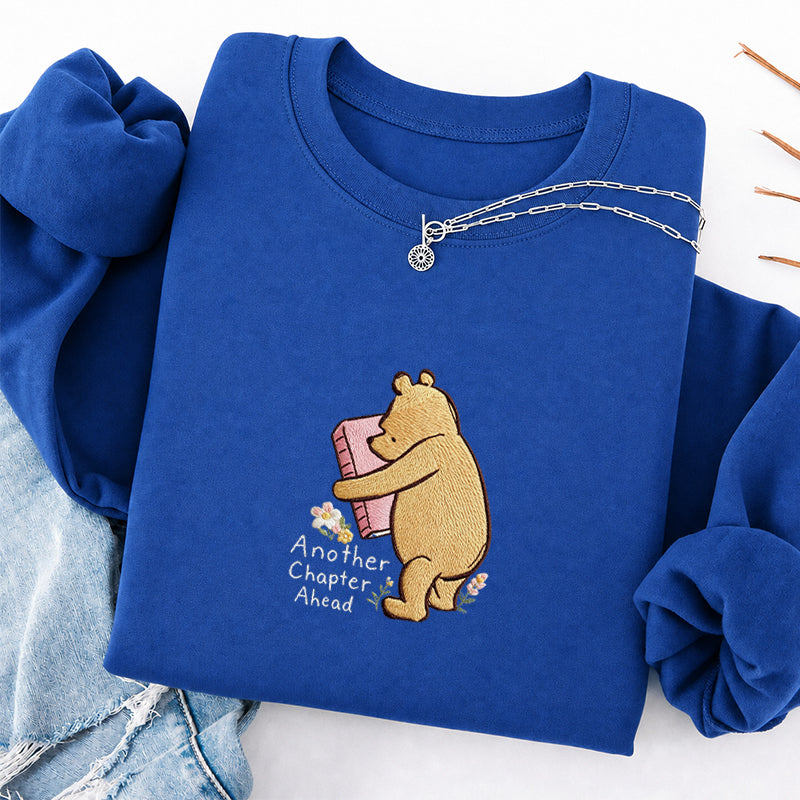 Embroidered Reading Bear Another Chapter Classic Crewneck Sweatshirt