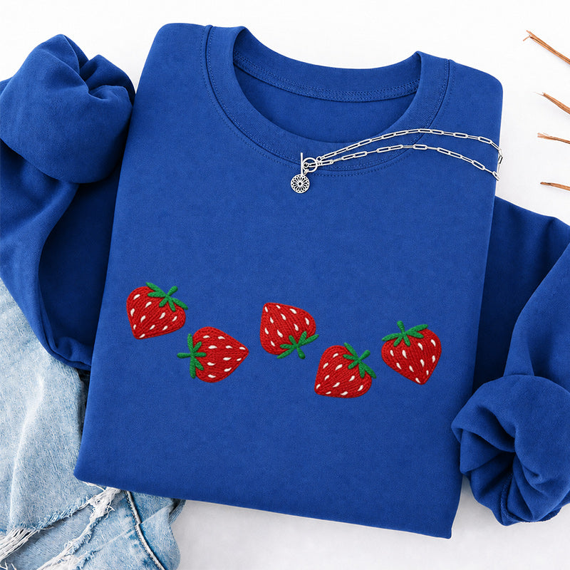 Embroidered Strawberry Classic Crewneck Sweatshirt