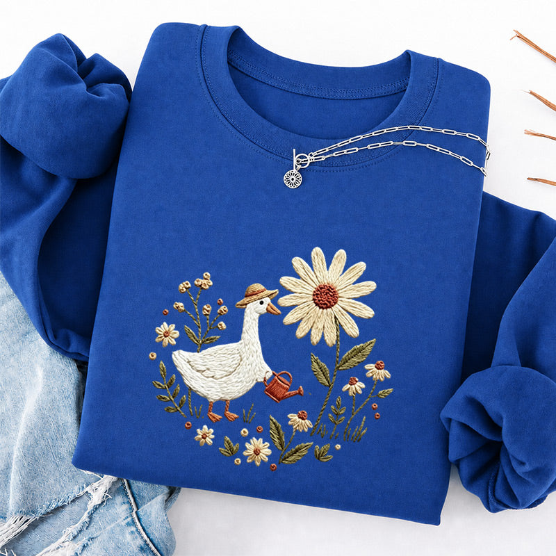 Embroidered Goose Garden Classic Crewneck Sweatshirt