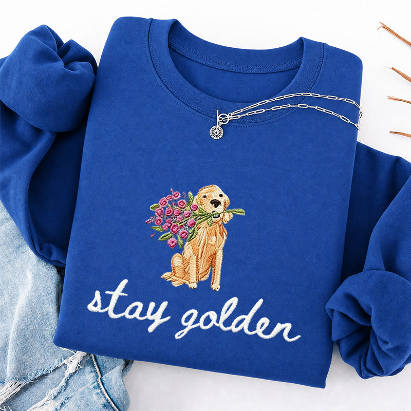 Embroidered Stay Golden Classic Crewneck Sweatshirt