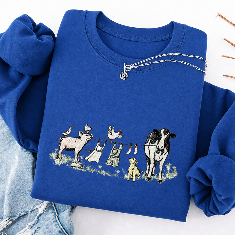 Embroidered Farm Laundry Day Classic Crewneck Sweatshirt
