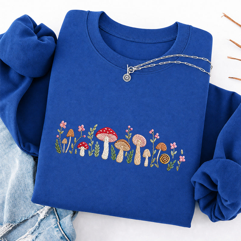 Embroidered Enchanted Mushroom Classic Crewneck Sweatshirt